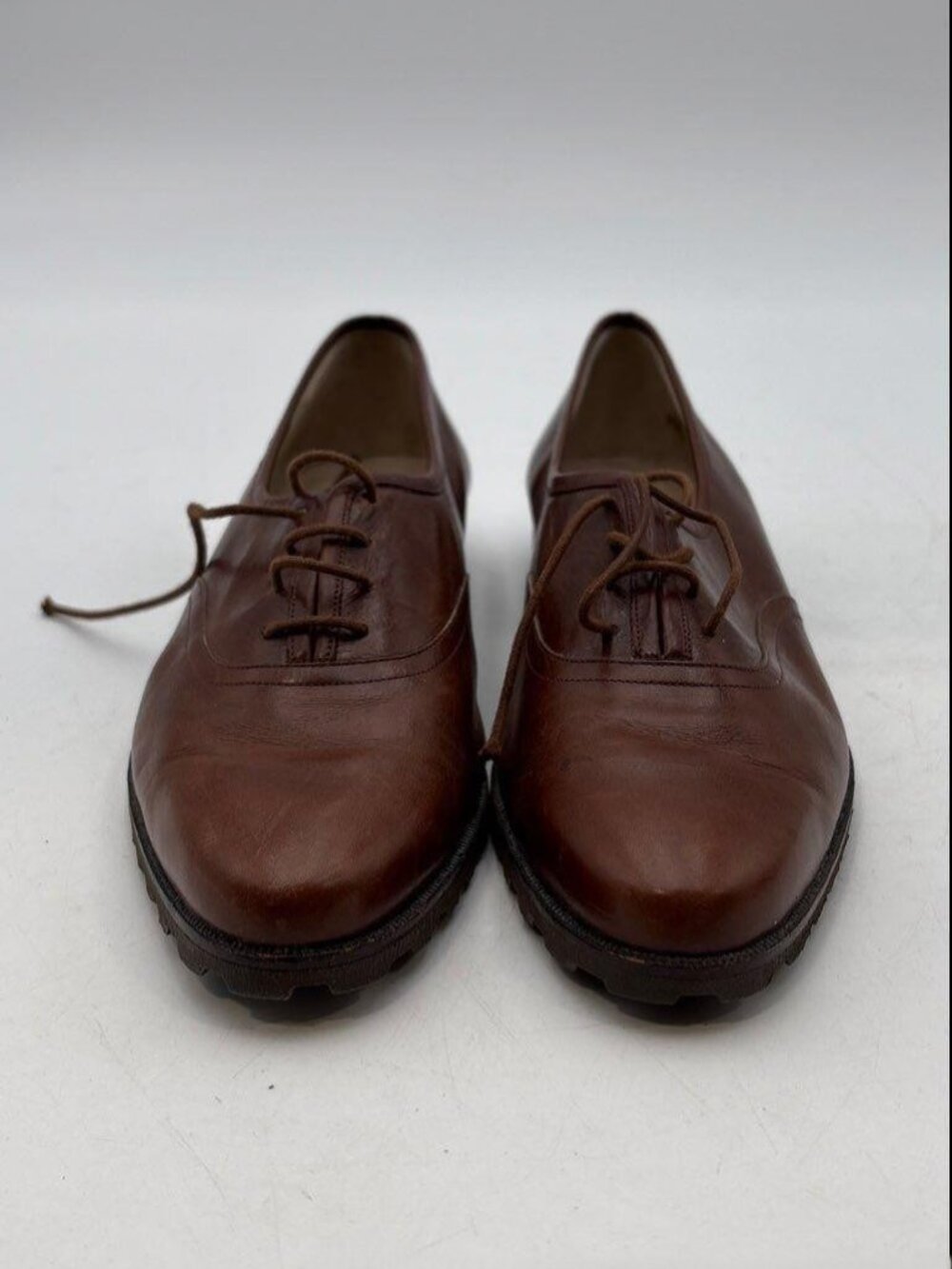 Vintage 80s Salvatore Ferragamo Women's Brown Leather Oxford Sz 7.5 Narrow